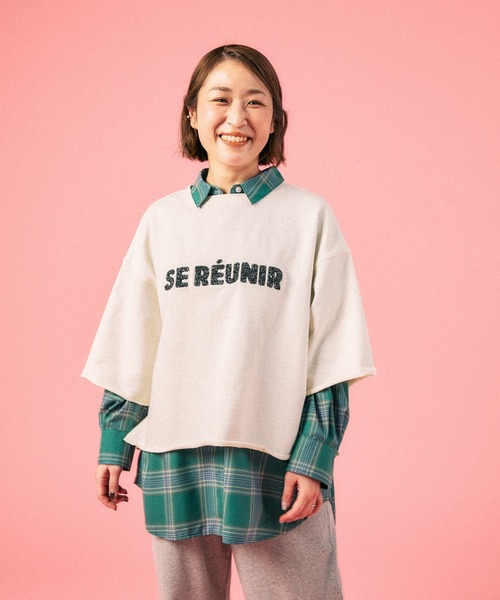 LEPSIM（レプシィム） tシャツ 裏毛ラメ相良刺繍5分袖T 663950