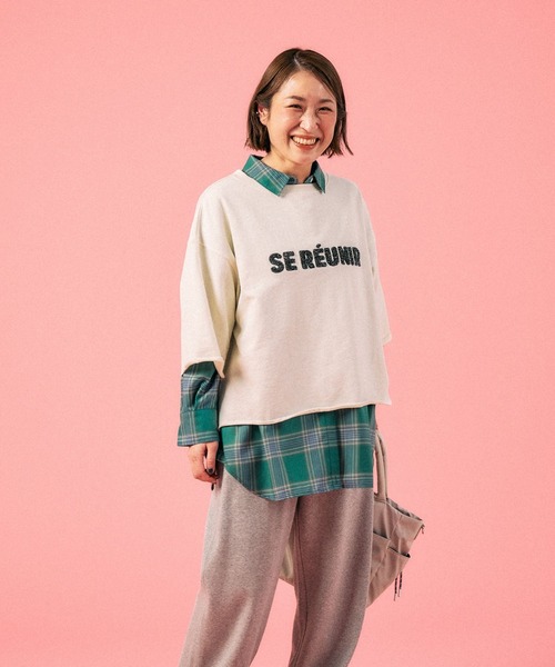 レプシィム　裏毛ラメ相良刺繍5分袖T LEPSIM（レプシィム） tシャツ 裏毛ラメ相良刺繍5分袖T 663950