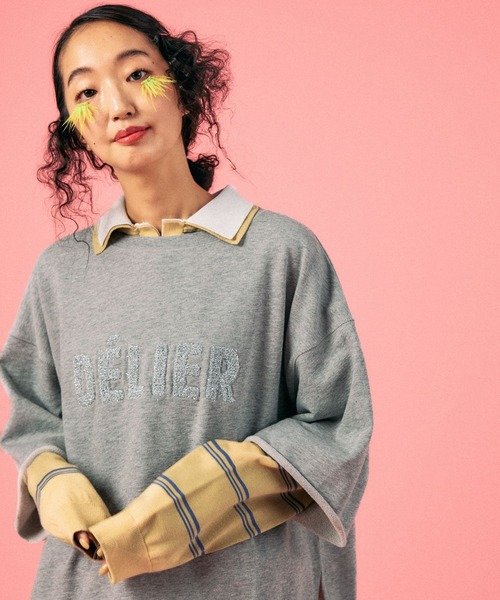 レプシィム　裏毛ラメ相良刺繍5分袖T LEPSIM（レプシィム） tシャツ 裏毛ラメ相良刺繍5分袖T 663950