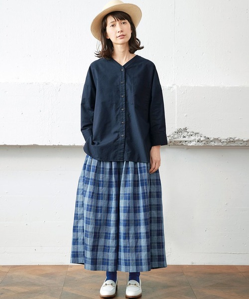 「Sunny clouds」 長袖ブラウス MEDIUM ネイビー レディース_画像7