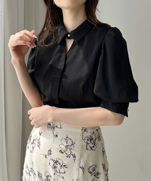 「one after another NICE CLAUP」 半袖ブラウス FREE ブラック レディース_画像8