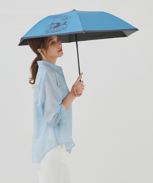 完全遮光 日傘 折りたたみ傘 折り畳み 晴雨兼用 MOOMIN ムーミン プレミアムシリーズ 晴雨兼用 完全遮光 UVカット100% 折りたたみ傘 漂流 リトルミイ | MOOMIN | 15