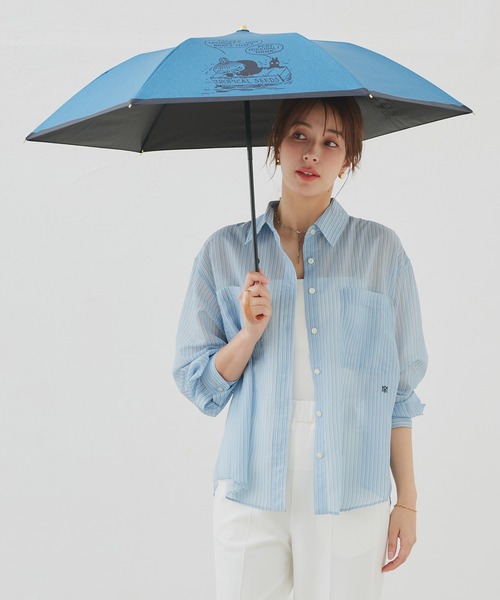 完全遮光 日傘 折りたたみ傘 折り畳み 晴雨兼用 MOOMIN ムーミン プレミアムシリーズ 晴雨兼用 完全遮光 UVカット100% 折りたたみ傘 漂流 リトルミイ | MOOMIN | 17
