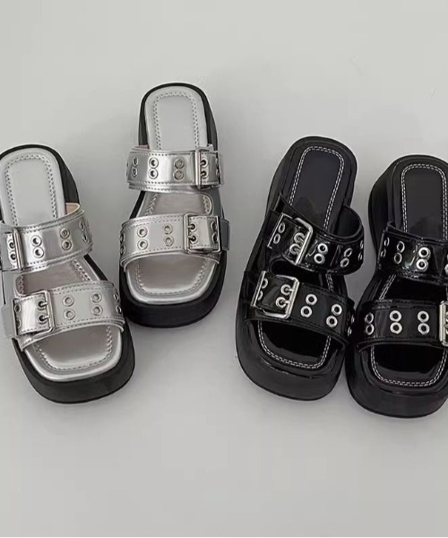 「SHEENA」 フラットサンダル 23.5cm ブラック レディース_画像2