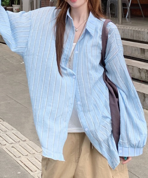 ブラウス シャツ ストライプ柄 長袖シャツ レディース : ZOZOTOWN 