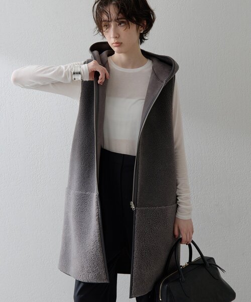 【新品タグ付】THE PAUSE ボアフードロングジレ Whim Gazette Whim Gazette（ウィム ガゼット） ベスト ジレ 「WEB限定」「THE PAUSE