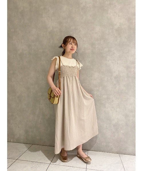 vlas blomme  2wayフラワーキャミワンピース titivate ワンピース 前後2wayフラワー刺繍キャミソール