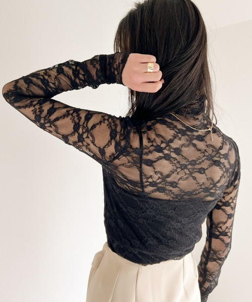 トップス CLEA CLEA tシャツ フラワーレースシアートップス レディース : ZOZOTOWN