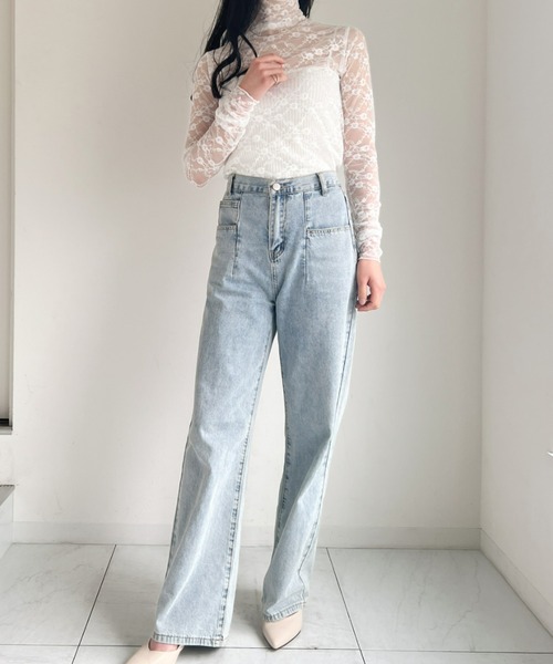 CLEA tシャツ フラワーレースシアートップス レディース : ZOZOTOWN