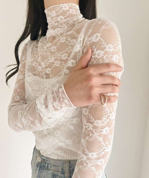 CLEA tシャツ フラワーレースシアートップス レディース : ZOZOTOWN