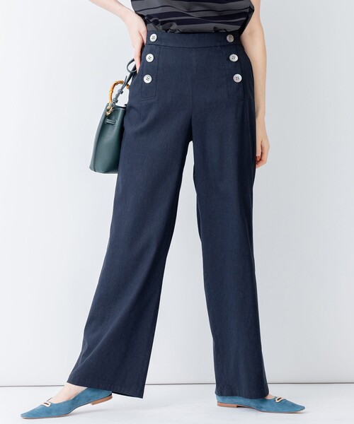 ダグ付き✨23区　洗えるリネンヴィスコースストレッチ マリンパンツ　23SS 23区 パンツ 「洗える」リネンヴィスコースストレッチ マリン