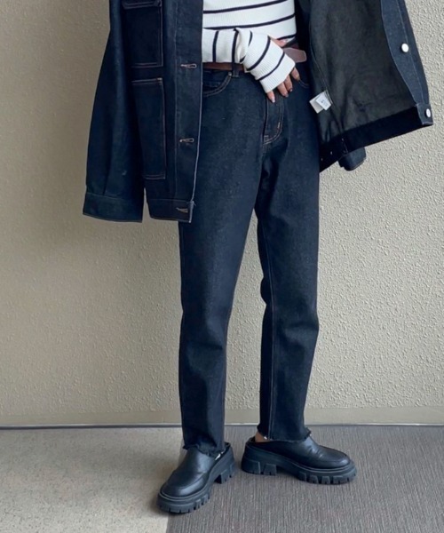 デニム ダメージ セットアップ トップス＆パンツ XS-3XL セール】ベアトップ×ダメージデニム 2点セットアップ