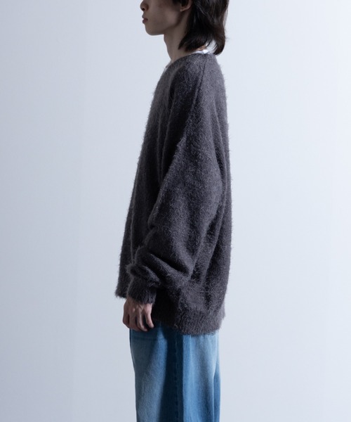 ニット セーター 「Shaggy Solid/Border Loose V-neck Knit Sweater / シャギー 無地/ボーダー柄 ルーズ NYLAUS セーター ニット Shaggy Solid/Border Loose V-neck Knit
