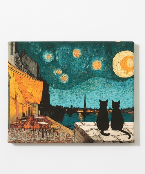 【美品】黒猫 アートパネル キャンバス画 ポップアート インテリア 壁掛け ABBEY MARKET（アビーマーケット） ポスター 猫 犬 デザイン 世界の