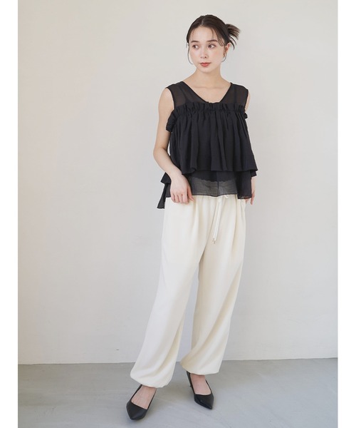 レディース ドロストパンツ Stylevoice for xxx パンツ ソフトジョーゼットドロストパンツ