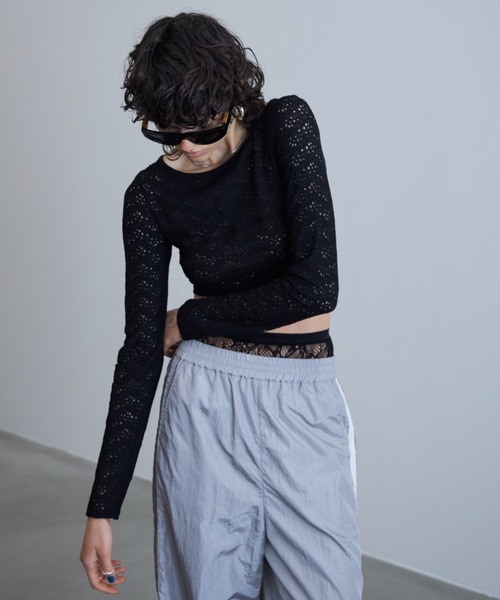 JOSE MOON（ジョゼムーン） tシャツ Tシャツ STRETCH LACE CROP TOP 