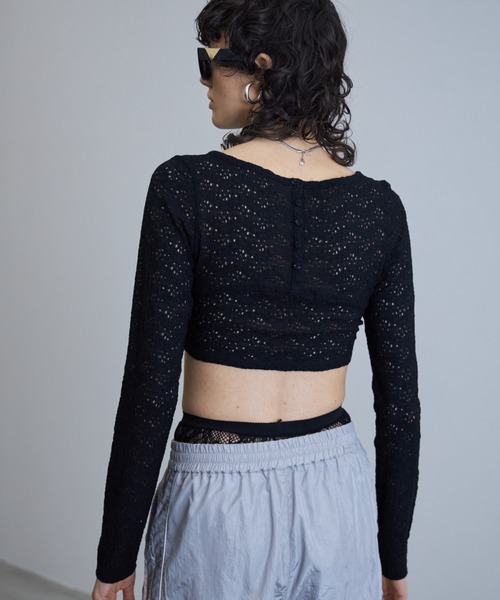 JOSE MOON（ジョゼムーン） tシャツ STRETCH LACE CROP TOP/ストレッチ