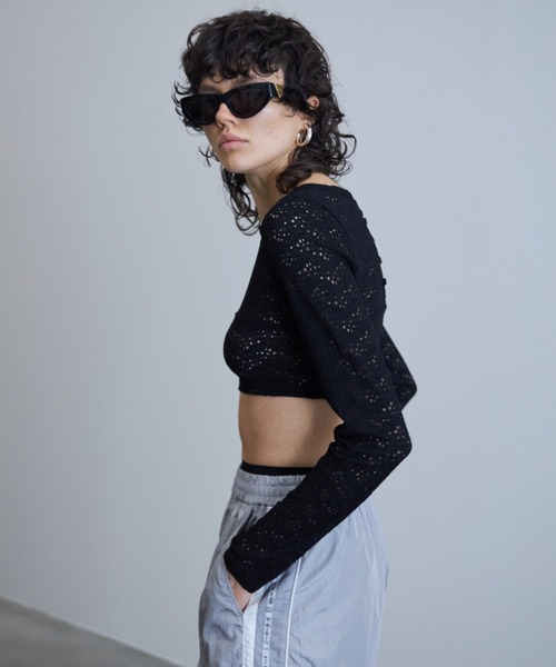 tシャツ Tシャツ レディース STRETCH LACE CROP TOP/ストレッチレースクロップトップ｜zozo｜14