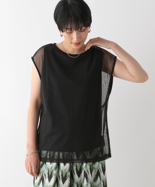 レオナール　トップス LEPSIM tシャツ チュールレイヤードノースリーブ 132391