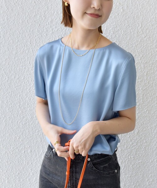 SHIPS for women / シップスウィメン 〈手洗い可能〉サテン ショート スリーブ ブラウス SHIPS ブラウス シャツ 「手洗い可能」サテン ショート スリーブ