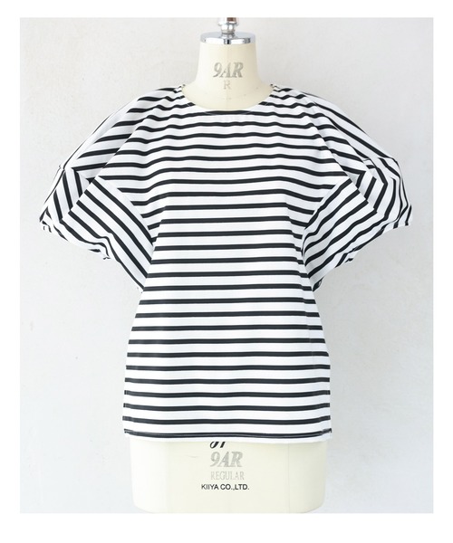 cawaii tシャツ ぽわんと風船パフスリーブのボーダーカットソー