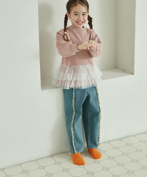 MERRYME フリルトレーナー pairmanon（ペアマノン） トレーナー 裏毛 2段チュール フリル