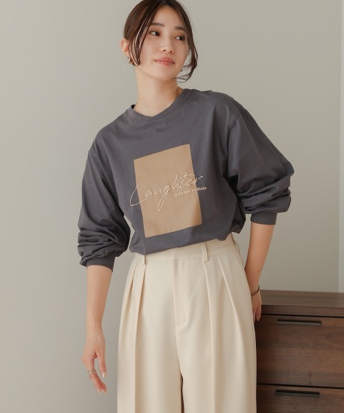 ✨未使用タグ付き✨ AP STUDIO TAFCOT Tシャツ　ロンT 日本製 BAB tシャツ 箔プリントロングTシャツ レディース : ZOZOTOWN