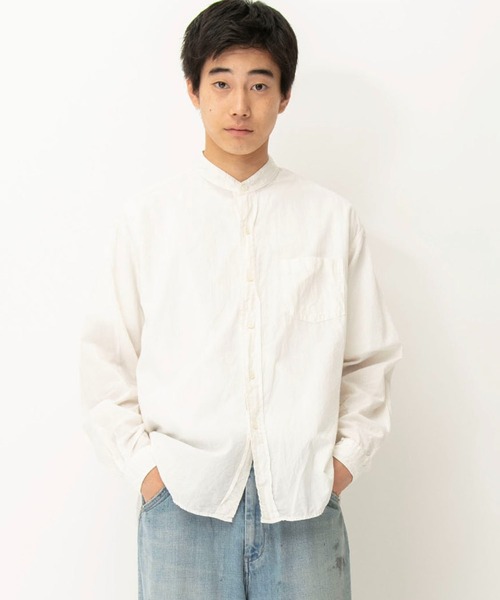 Johnbull シャツ ガーメントダイバンドカラーシャツ メンズ