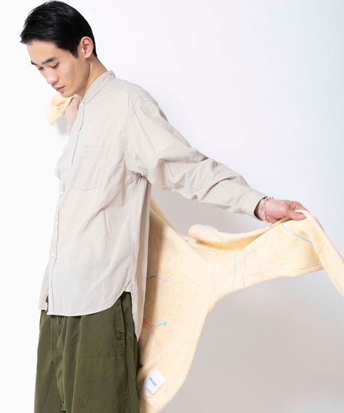 Johnbull シャツ ガーメントダイバンドカラーシャツ メンズ