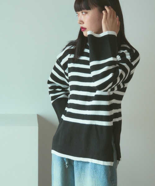 AO2 ニット セーター Border knit / ボーダータートルネック