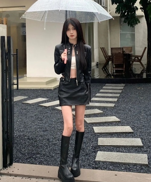 Diiva フェイクレザージャケット ブラック FAKE LEATHER JACKET – DIIVA