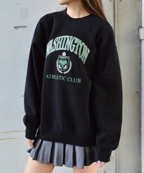 美品Bristol XLロゴオーバーサイズスウェット トレーナー spiritoso（スピリトーゾ） トレーナー スウェット 裏起毛カレッジロゴ