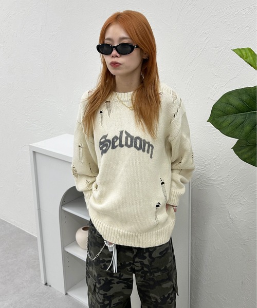 セーター ニット ピグメントダメージニット メンズ レディース