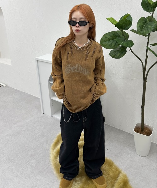 XXX　 ソロイスト44 ニット　セーター　ダメージ ニット セーター ダメージ プルオーバー クルーネック メンズ