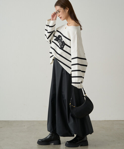 Loungedress ニット セーター ボーダーロゴニット レディース