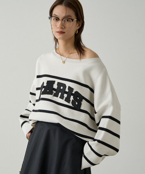 Loungedress ニット セーター ボーダーロゴニット レディース