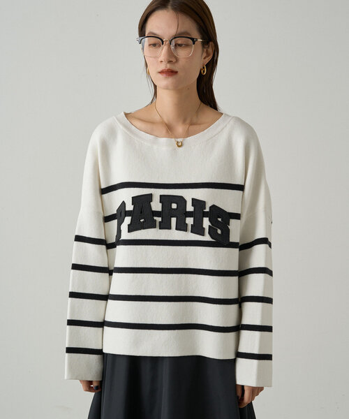 Loungedress ニット セーター ボーダーロゴニット レディース