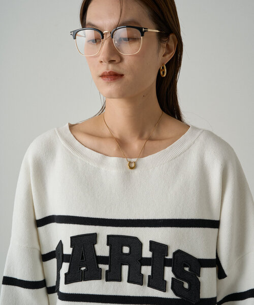 Loungedress ニット セーター ボーダーロゴニット レディース