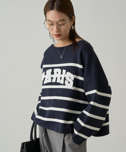 LOUNGEDRESS ロゴニット　グレー LOUNGEDRESS（ラウンジドレス）の「ジャガードロゴニット