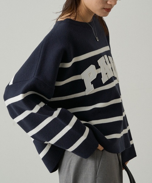 Loungedress ニット セーター ボーダーロゴニット レディース