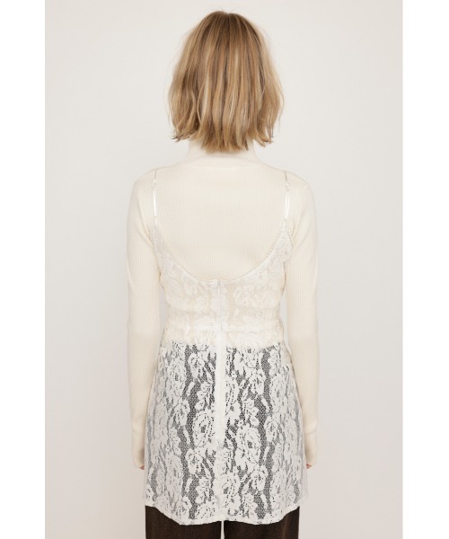 SLY FROCKY LACE RIBBON トップス　ホワイト SLY（スライ） ワンピース FROCKY LACE RIBBON TOPS フロッキー レース