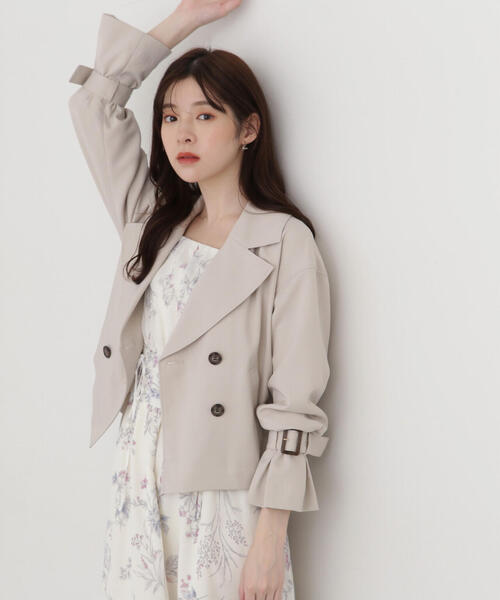 〈手洗い可能〉タイプライター ボリューム スリーブ ショート トレンチ コート セール】〈手洗い可能〉タイプライター ボリューム スリーブ ショート