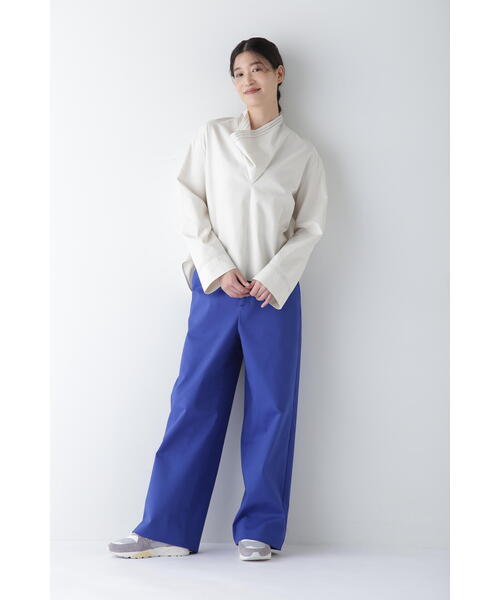 ⭐︎Human woman ネイビーパンツ human woman パンツ 「3サイズ展開」ドビーストレッチワンタック