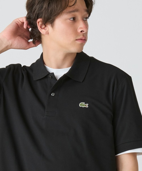 ラコステ　ポロシャツ　イレギュラー　miuさん着用 LACOSTE（ラコステ） ポロシャツ 配色リブニットインディゴポロシャツ