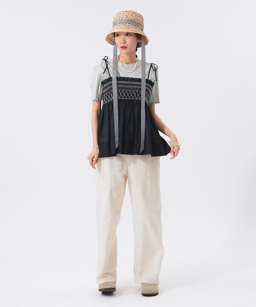 BEAMS BOY   黒キャミソール BEAMS BOY キャミソール シャーリング : ZOZOTOWN Yahoo!店