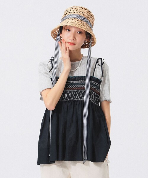 BEAMS BOY   黒キャミソール BEAMS BOY キャミソール シャーリング : ZOZOTOWN Yahoo!店