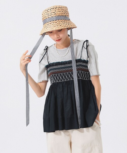 BEAMS BOY   黒キャミソール BEAMS BOY キャミソール シャーリング : ZOZOTOWN Yahoo!店