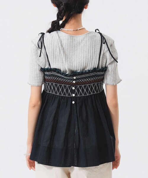 BEAMS BOY   黒キャミソール BEAMS BOY キャミソール シャーリング : ZOZOTOWN Yahoo!店