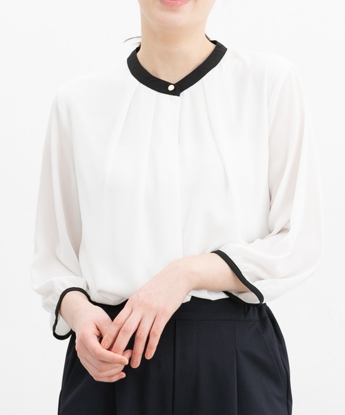 Honeys（ハニーズ） ブラウス シャツ 7分袖配色ブラウス レディース