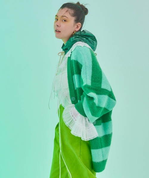 「Little sunny bite」 ニットカーディガン MEDIUM ブラウン レディース_画像5